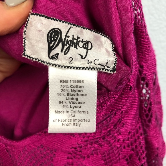 Nightcap Priscilla Crochet Lace Mini Dress Fuchsia - Picture 7 of 8